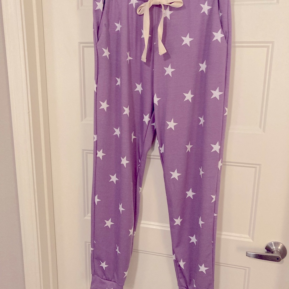 Perfect Peach pants - XL purple with white stars
